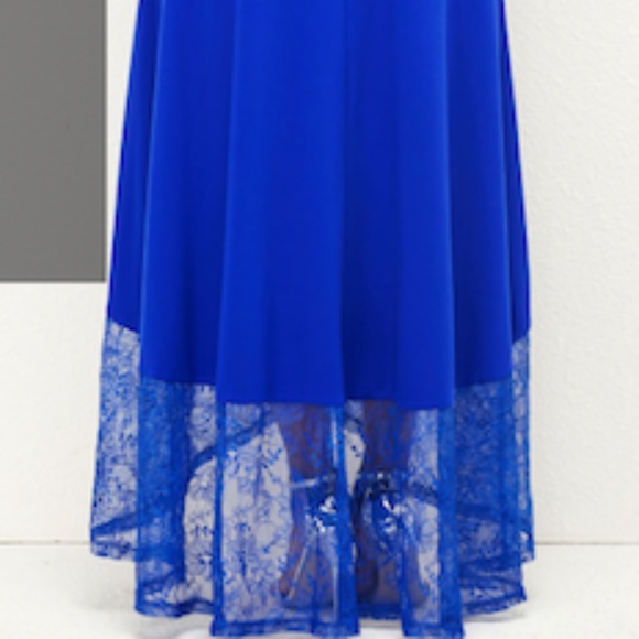 Royal Blue Sleeveless Lace Dress - Picture 4 of 9